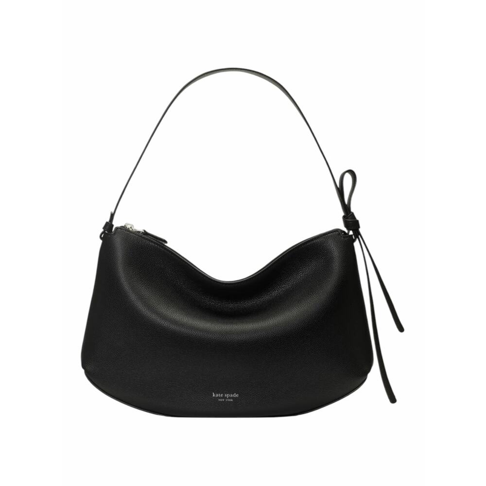 Kate Spade Loop Large Shoulder Bag Pebble Leather Black Silver - Picture 2 of 15